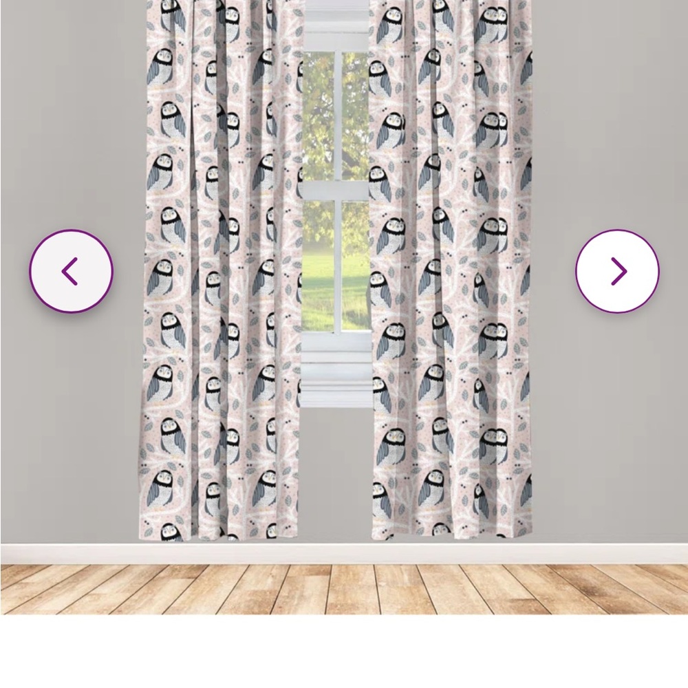 Owl room darkening rod pocket curtain panels set of 2. Never used from Wayfair. - Picture 4 of 4